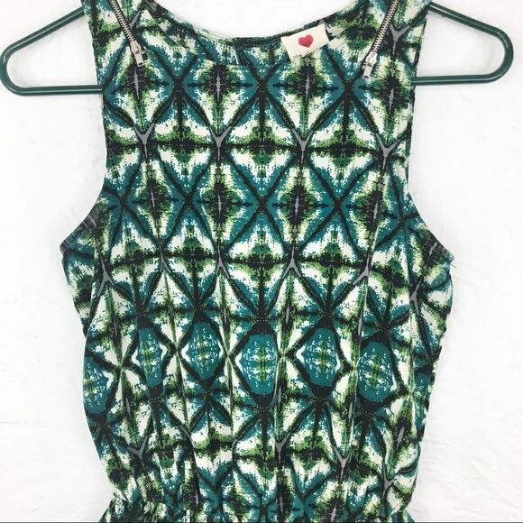 One Clothing Green /Blue Abstract Print Romper-S - Picture 3 of 8